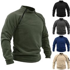 Tactical Outdoor Fleece Jacket Clothes Warm Zippers Pullover Sweatshirt For Men