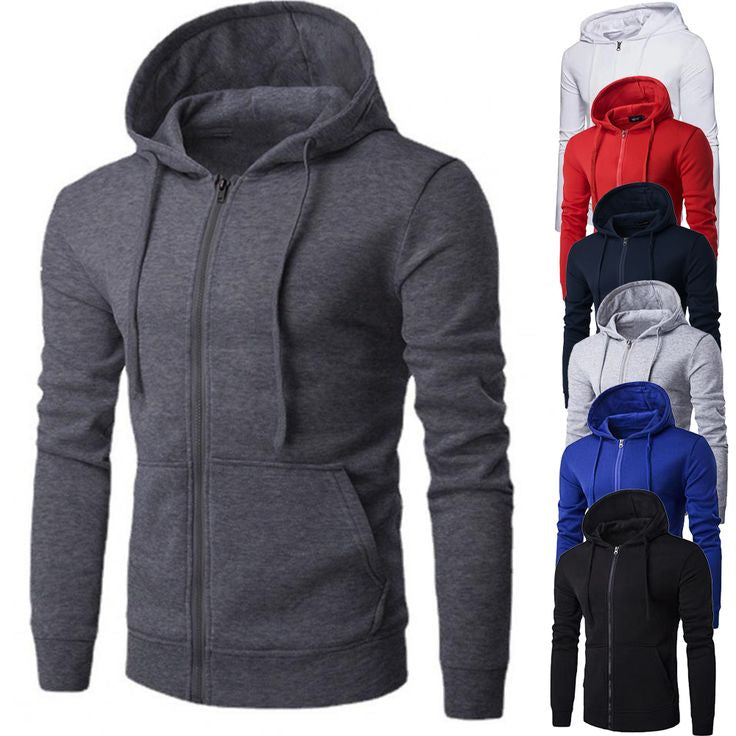 Men's Autumn Hoodie Sweatshirt – Zipper Closure, Slim Fit, Long Sleeve Jacket