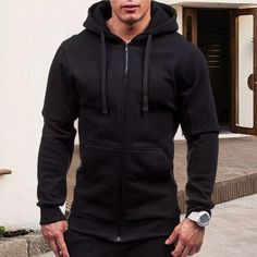 Men's Autumn Hoodie Sweatshirt – Zipper Closure, Slim Fit, Long Sleeve Jacket